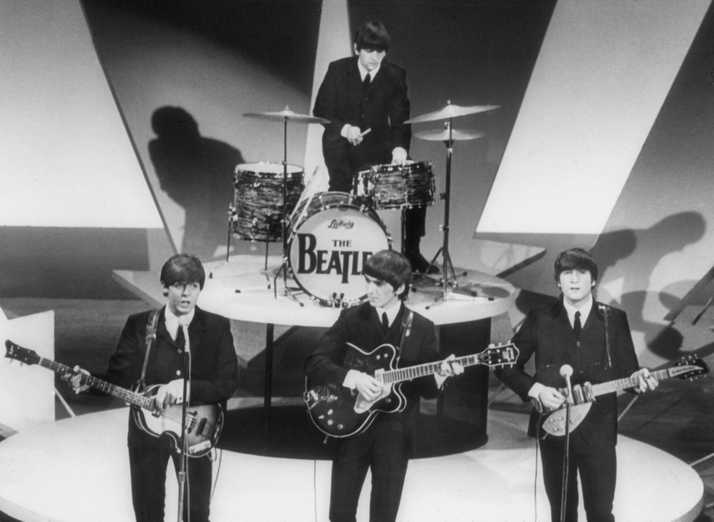 The Beatles performing on "The Ed Sullivan Show in 1964.