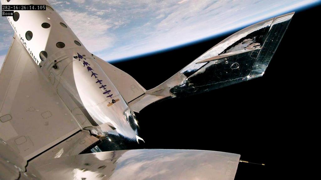 This photo released by Virgin Galactic shows a view of Earth from Virgin Galactic's rocket plane