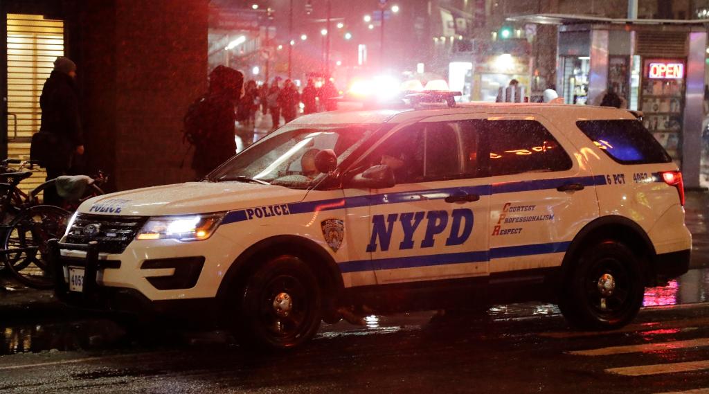 An NYPD vehicle responds, Feb. 20, 2019, in New York. 