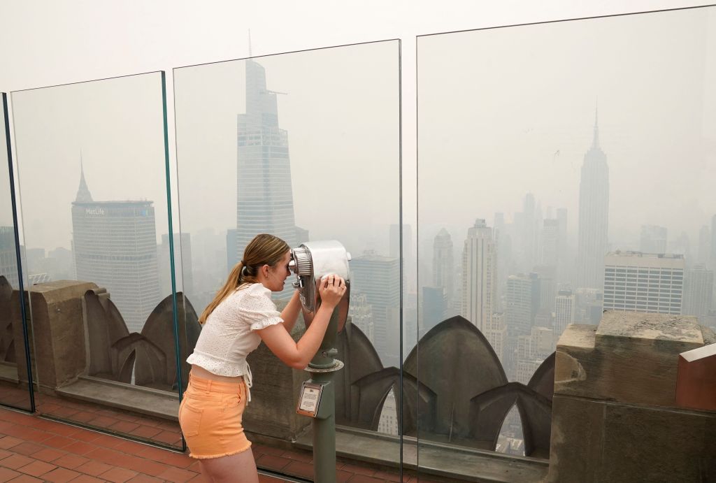 The view from the Top of the Rock NYC Observation Deck at Rockefeller Center.