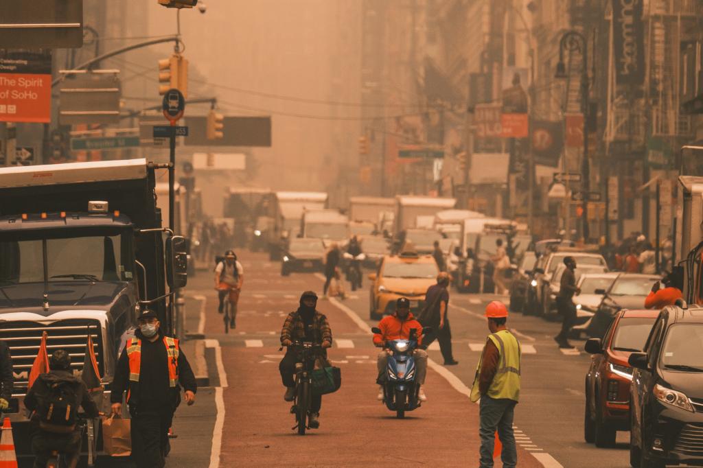 Haze seen over the streets of NYC