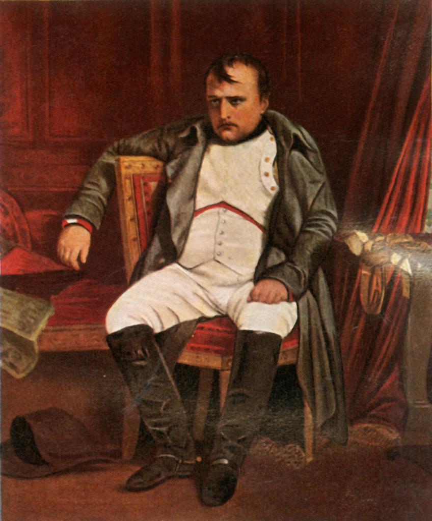 Napoleon I, (1936). Portrait of French emperor Napoleon Bonaparte (1769-1821). After the painting 'Napoleon at Fontainebleau During the First Abdication - April 1814', painted in 1840, in the Musee de l'Armee, Paris. From "Bilder Deutscher Geschichte", (Pictures of German History), No.12, cigarette card album. [Cigaretten-Bilderdienst, Altona-Bahrenfeld, Hamburg, Germany, 1936]. Artist Unknown. (Photo by The Print Collector via Getty Images)