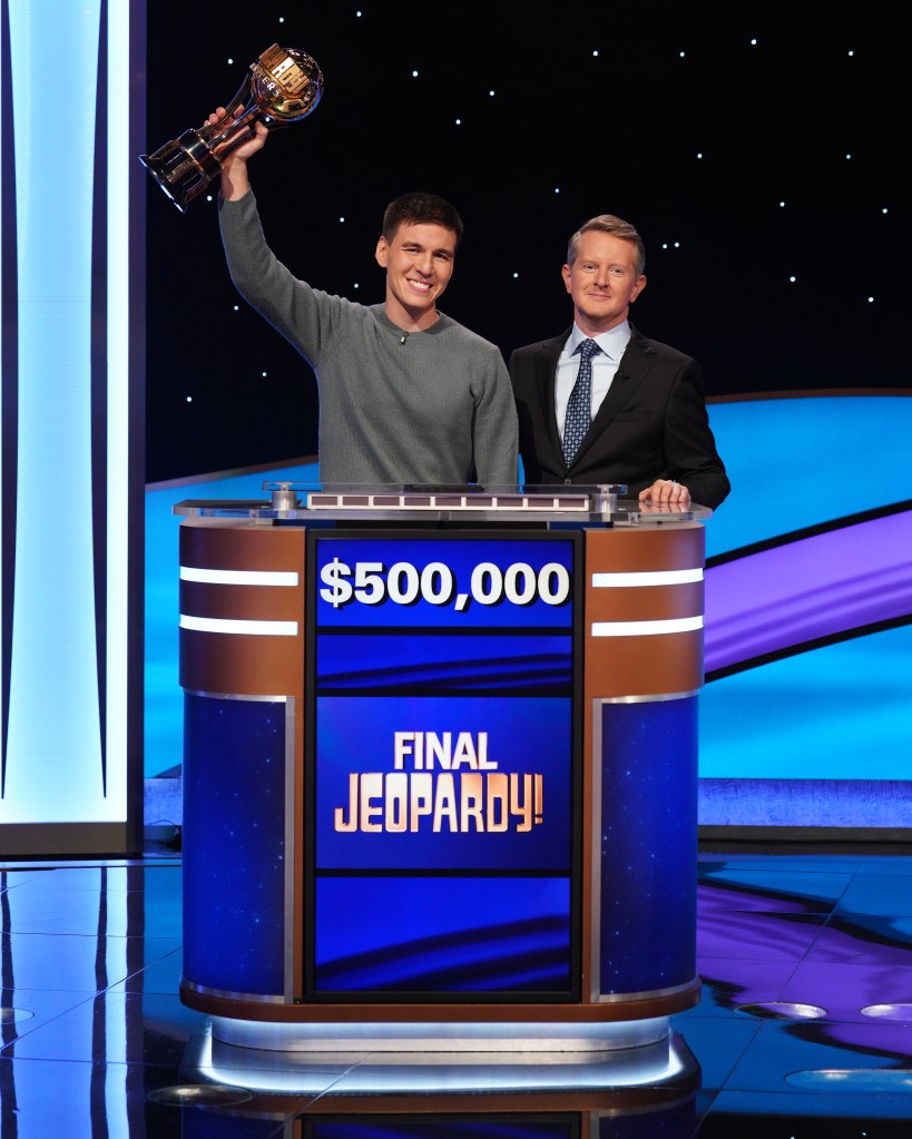 "Jeopardy! Masters" winner James Holzhauer with Ken Jennings.