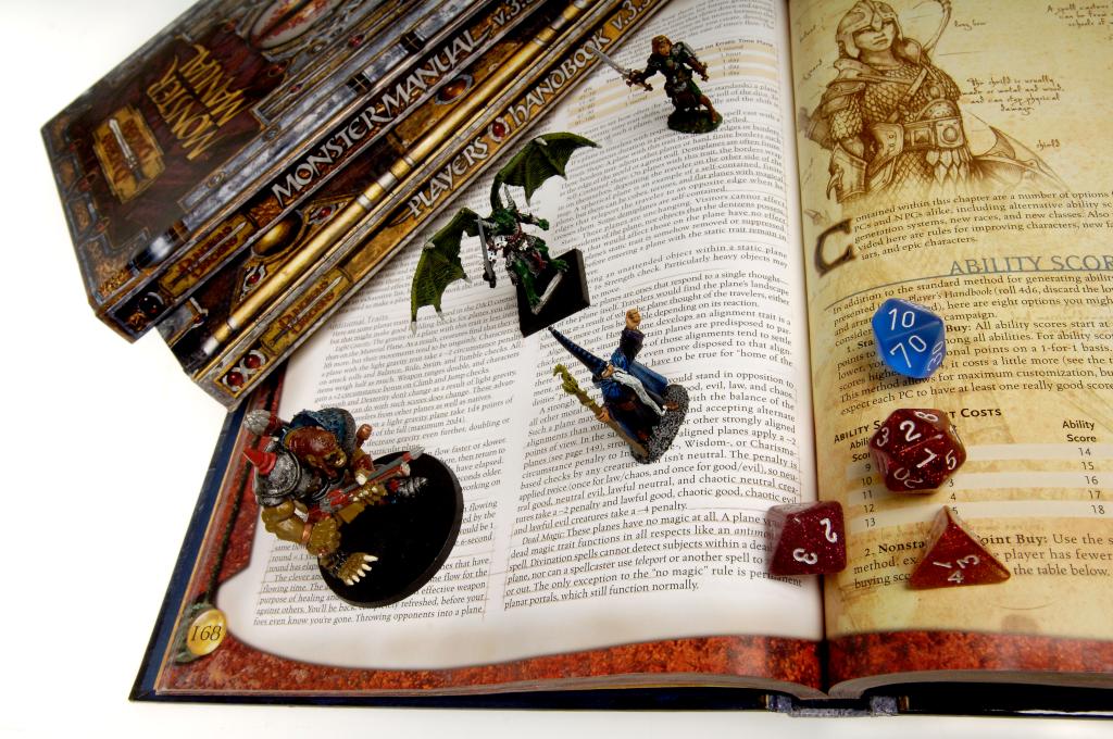 D&D game pieces and books