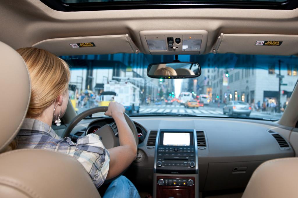 A driver at the wheel in new York