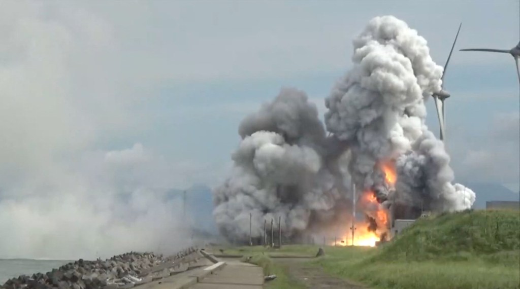 The explosion happened to the Epsilon S engine at the Japan Aerospace Exploration Agency (JAXA) testing site in Noshiro City, Akita Prefecture, Japan, on July 14, 2023. 