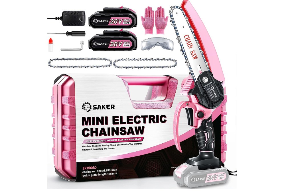 A pink chainsaw kit 