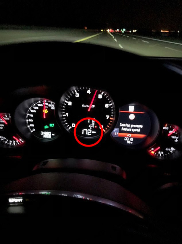 A picture from Hunter's infamous laptop shows him speeding down a highway to Las Vegas at 172mph. 