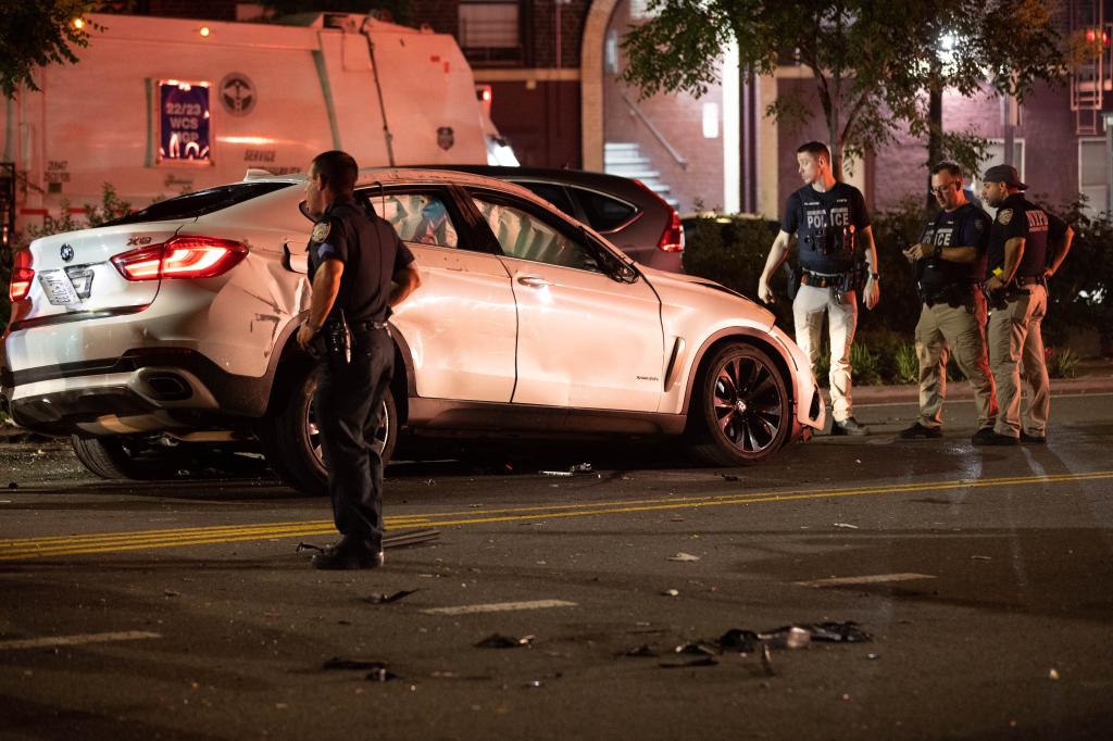 An SUV that fled from the scene of the shooting on Morris Ave.