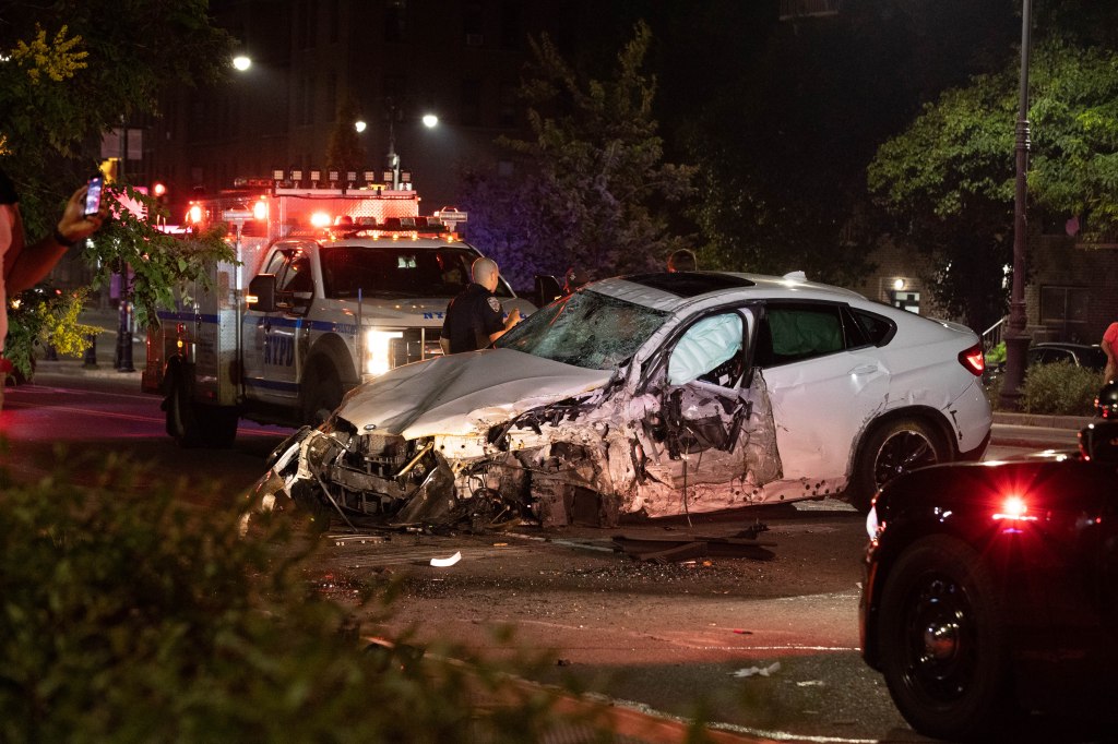 An SUV that fled from the scene of a shooting on Morris Ave. 