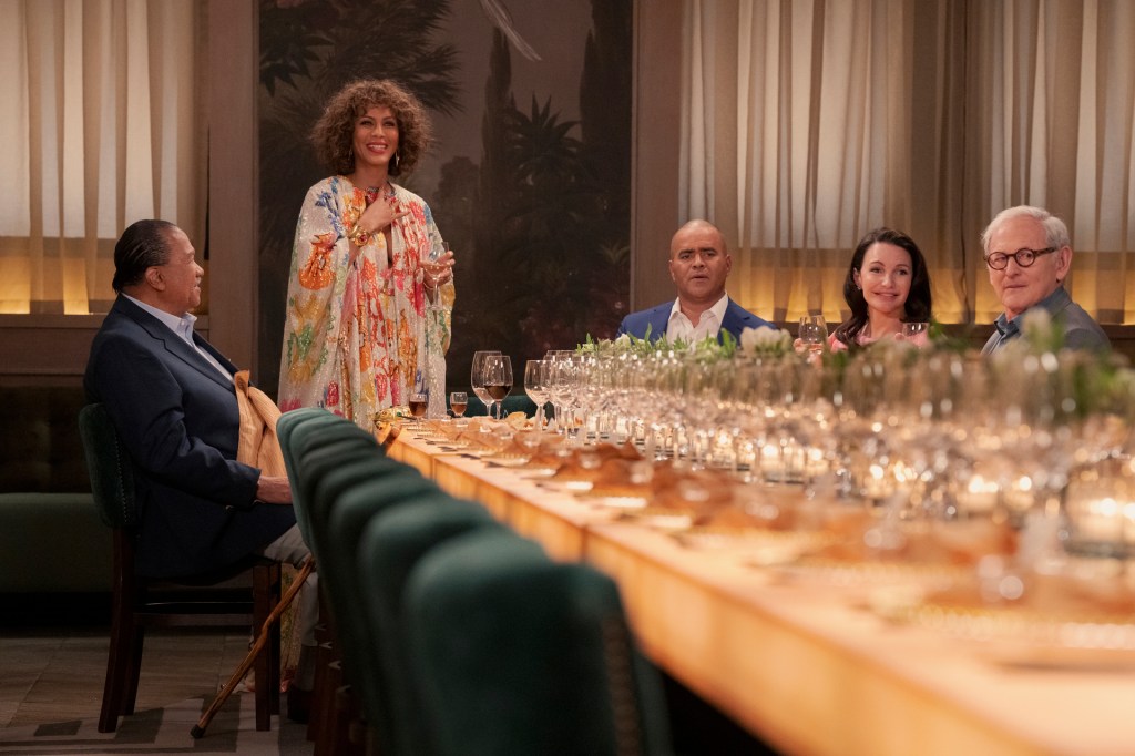 Lisa Todd Wexley greets a mostly-empty room after she and husband Herbert realize that they forgot to send the invitations to their anniversary party.