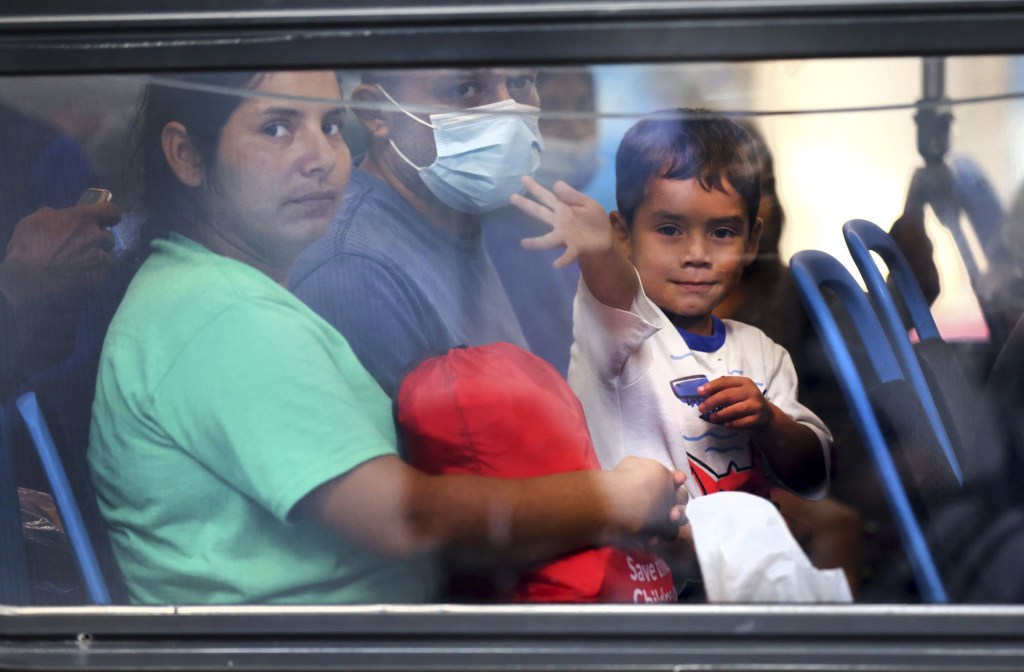 Migrants on a bus from Texas.