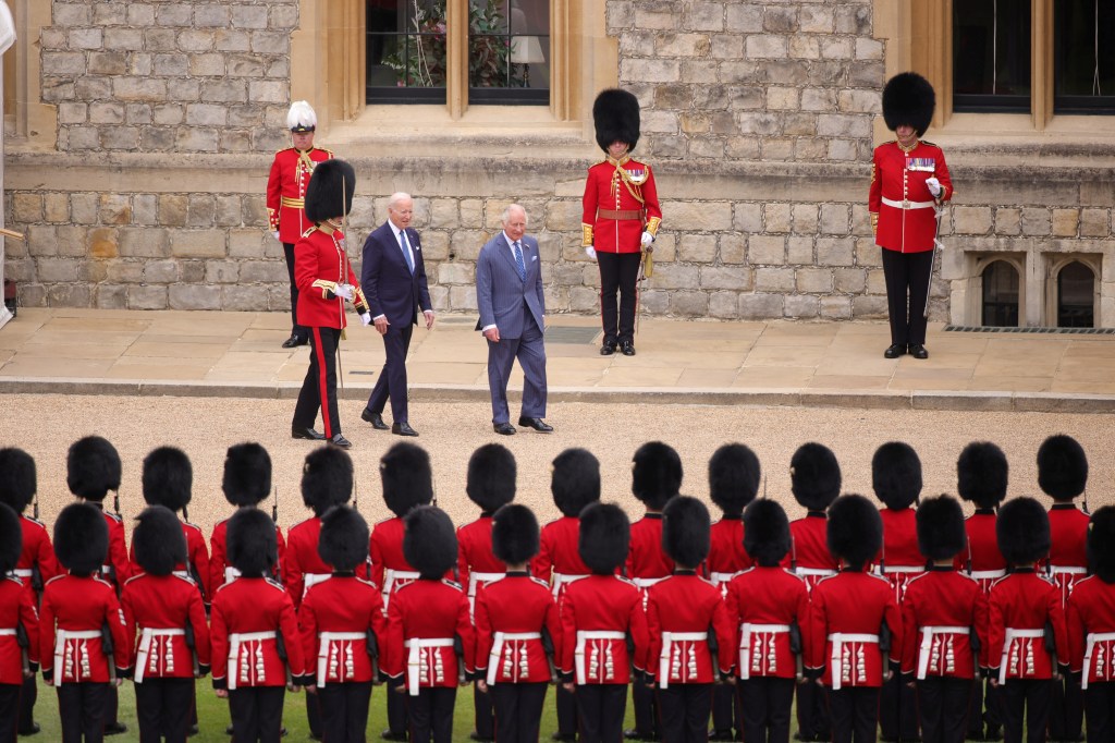 King Charles President Joe Biden took part in a traditional welcome ceremony upon arriving at Windsor Castle.