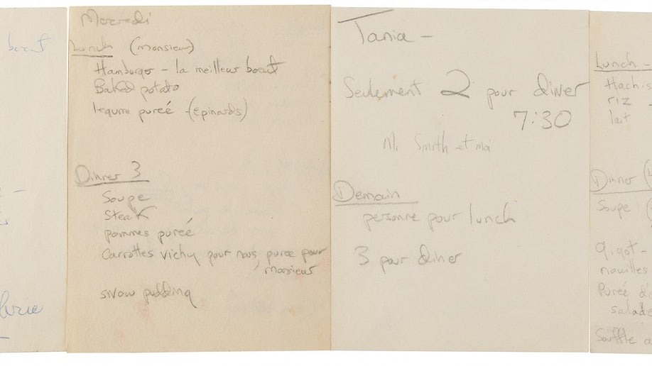 The fascinating collection of handwritten letters, family pictures, and meal plans was sent to the Kennedy's personal chef and housekeeper, Tania Herbst, in 1958.