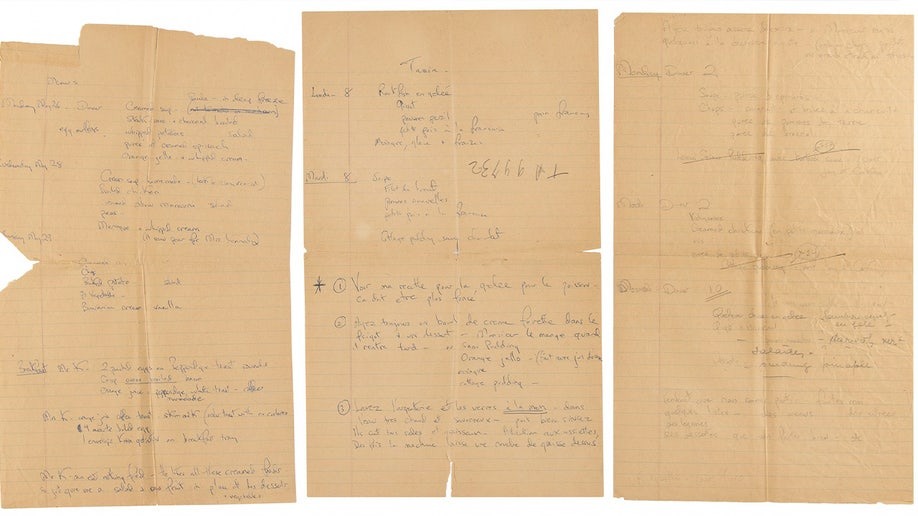 Kennedy wrote personal letters in English and French and gave insight into her and her husband’s quirky eating habits.