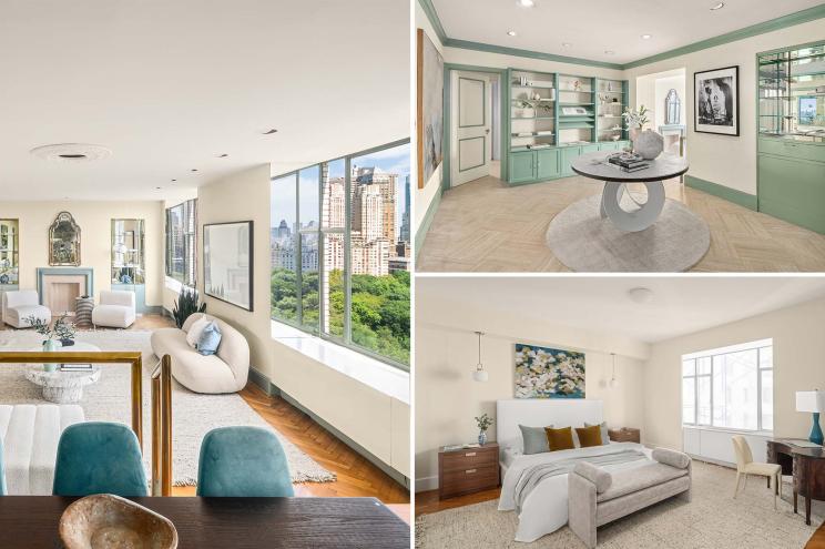 Side by side of shots of the Central Park South apartment's interiors.