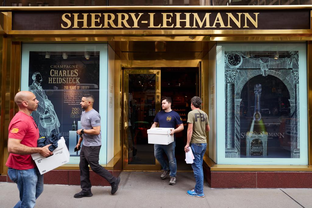 Sherry-Lehmann's store with FBI agents in front.