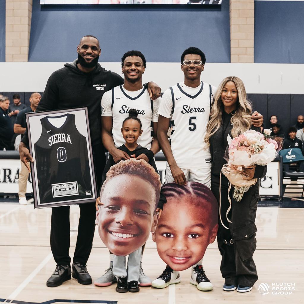 LeBron James, Bronny and family.