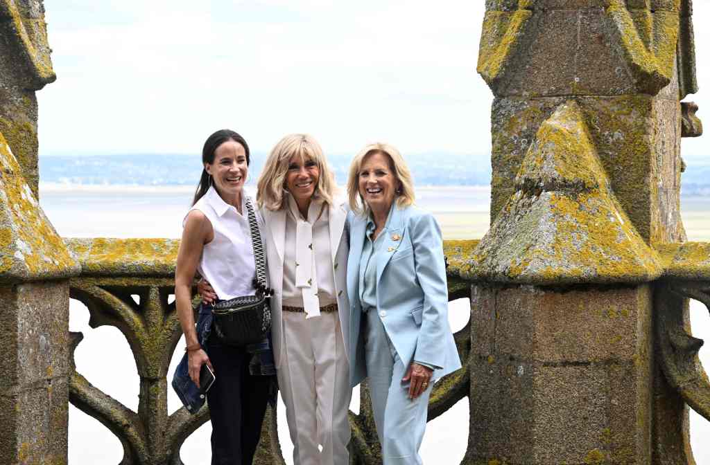 First daughter Ashley Biden, French first lady Brigitte Macron and first lady Jill Biden