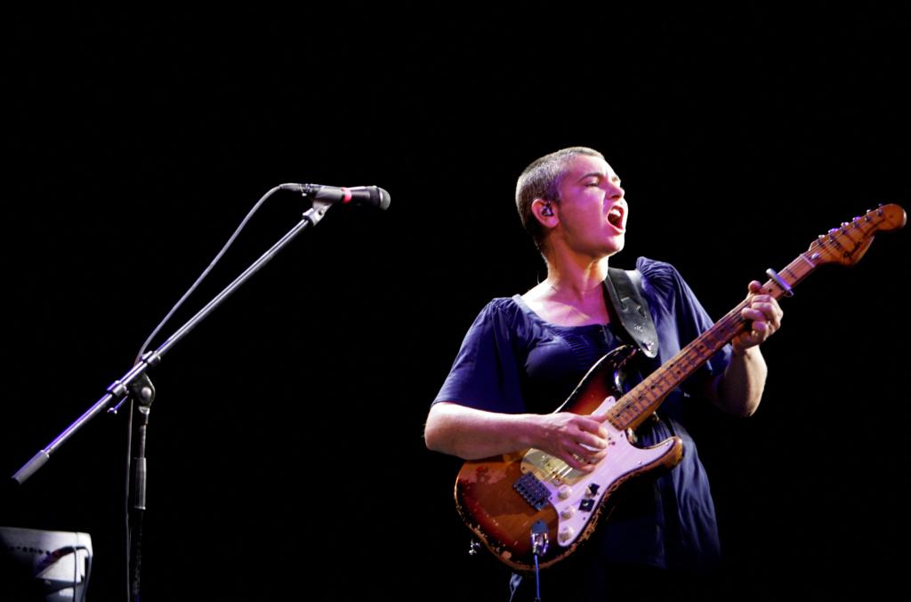 Irish singer Sinead O'Connor performs on stage during the Positivus music festival.