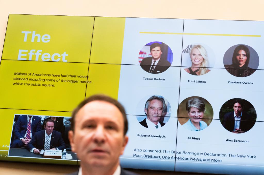 Louisiana Attorney General Jeff Landry testifies during the House Judiciary Select Subcommittee on the Weaponization of the Federal Government hearing on the Missouri v. Biden case challenging the administrations violation of the First Amendment by directing social media companies to censor and suppress Americans' free speech.