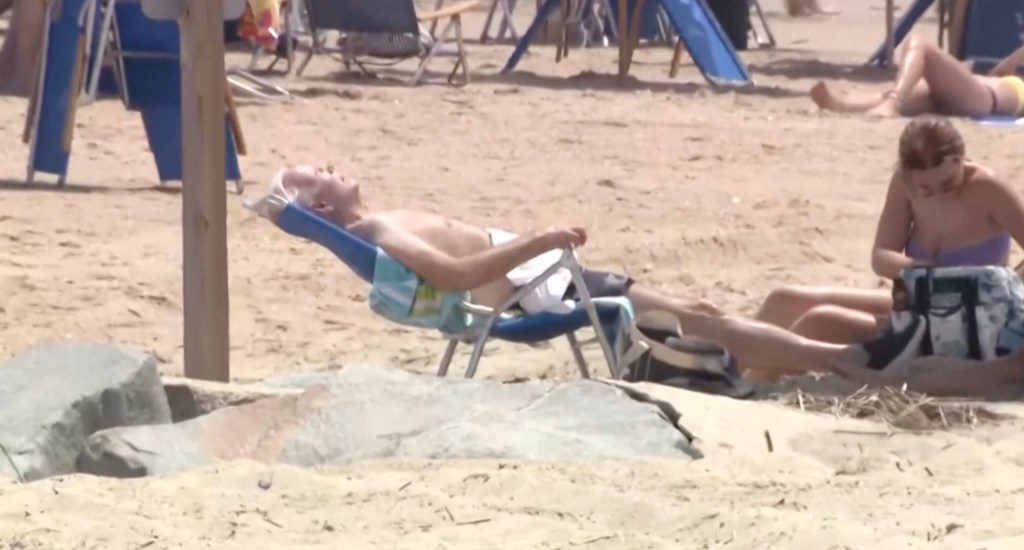 The commander-in-chief caught some rays at the beach near his vacation home in Rehoboth Beach, Delaware.