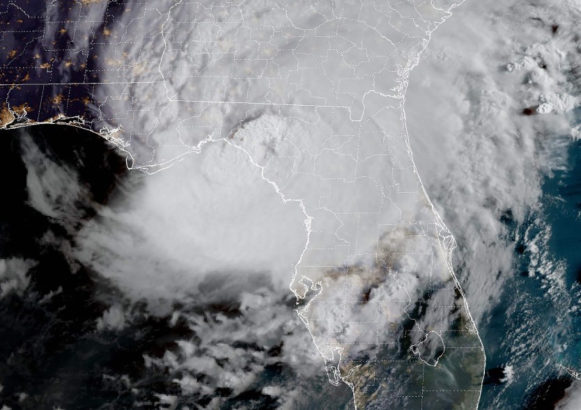 A satellite image of Hurricane Idalia over Florida.