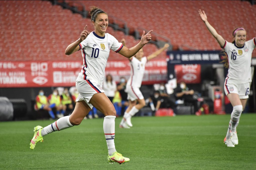 Carli Lloyd won two World Cups with the USWNT in 2015 and 2019, respectively. 