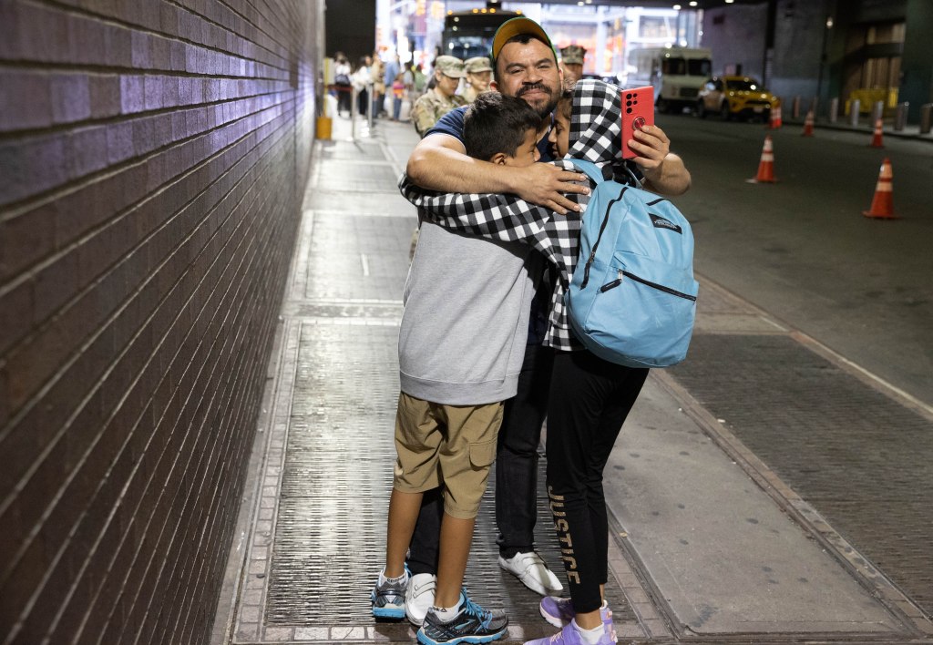 A man who was waiting for a bus of migrants to arrive at the Port Authority Bus Terminal in Manhattan, Monday, Aug. 14, 2023