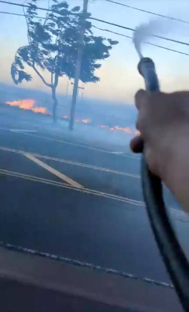 Shane Treu's video shows a power line falling and sparking a grass fire.