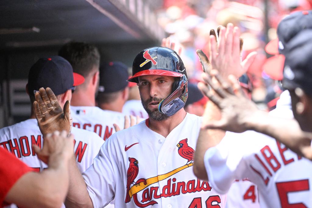 Paul Goldschmidt celebrates during the Cardinals' win over the Mets on Aug. 20.