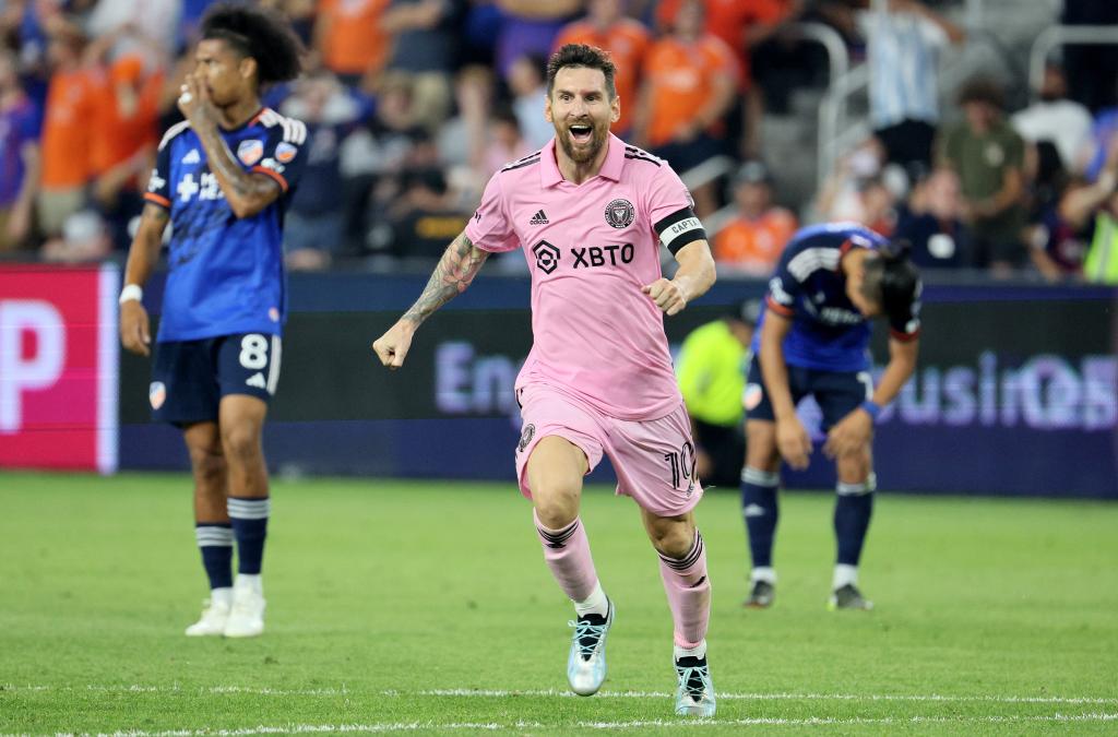 Lionel Messi celebrates.