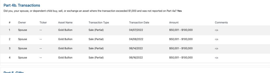 Senator Bob Menendez's financial disclosure