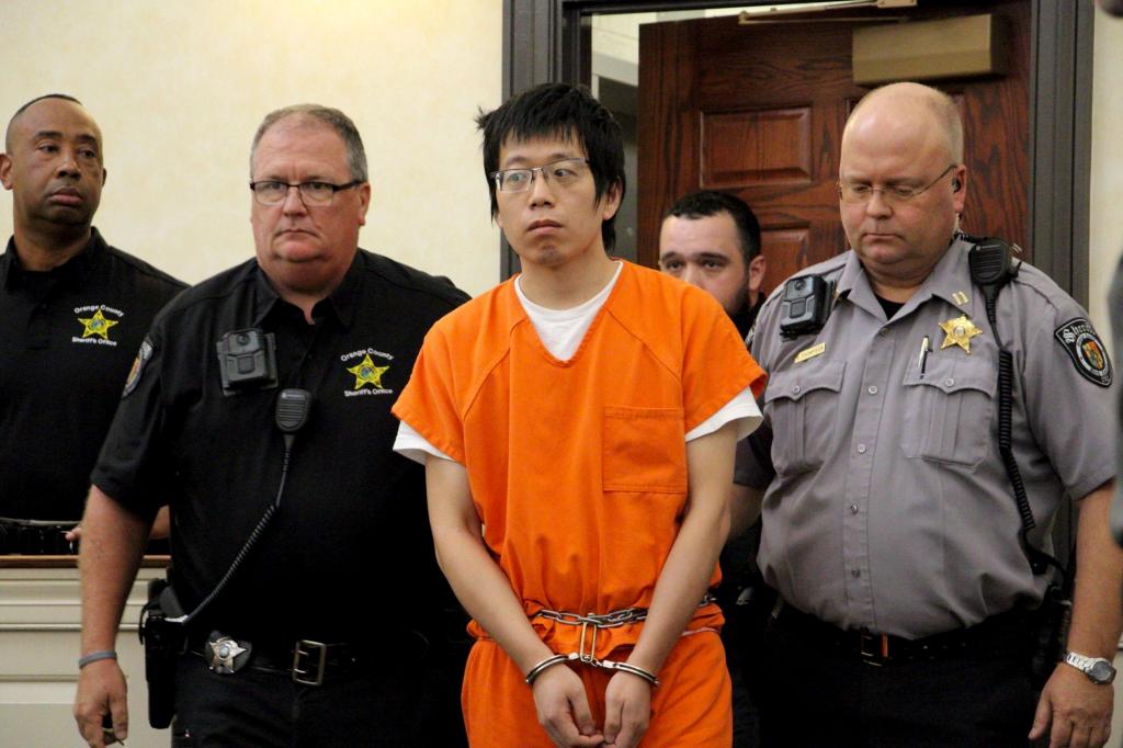 Tailei Qi, the suspect in the fatal shooting of Professor Zijie Yanappears, at the Orange County Courthouse in Hillsborough, North Carolina on Tuesday, August 29th.