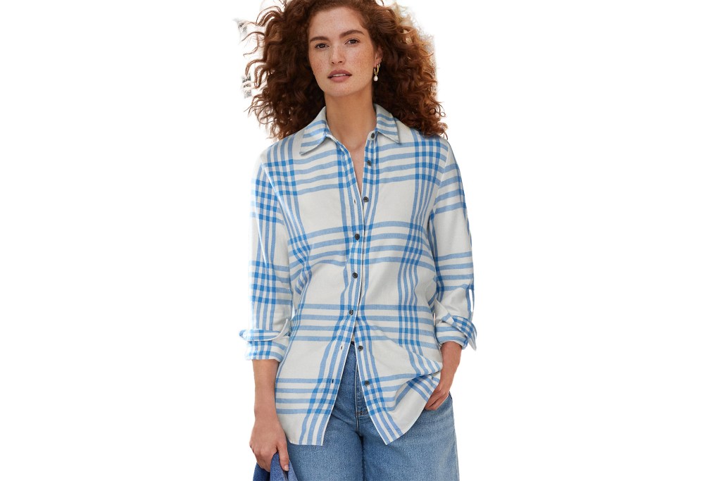 woman wearing plaid shirt