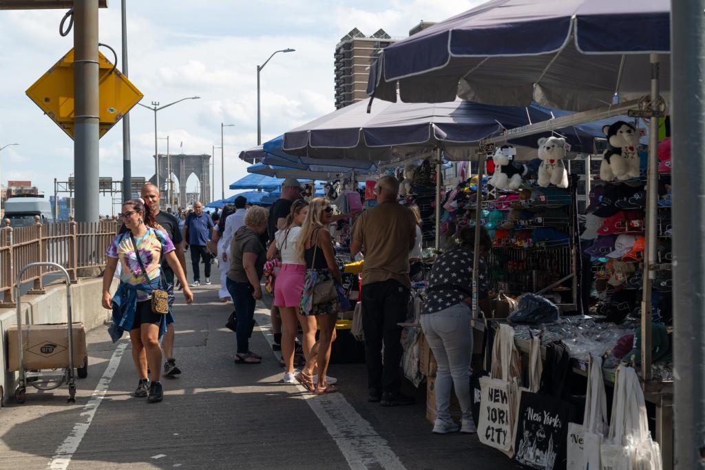 There is a city proposal to ban all vendors to "enhance pedestrian safety" and "ease overcrowding on the elevated pedestrian walkways." 