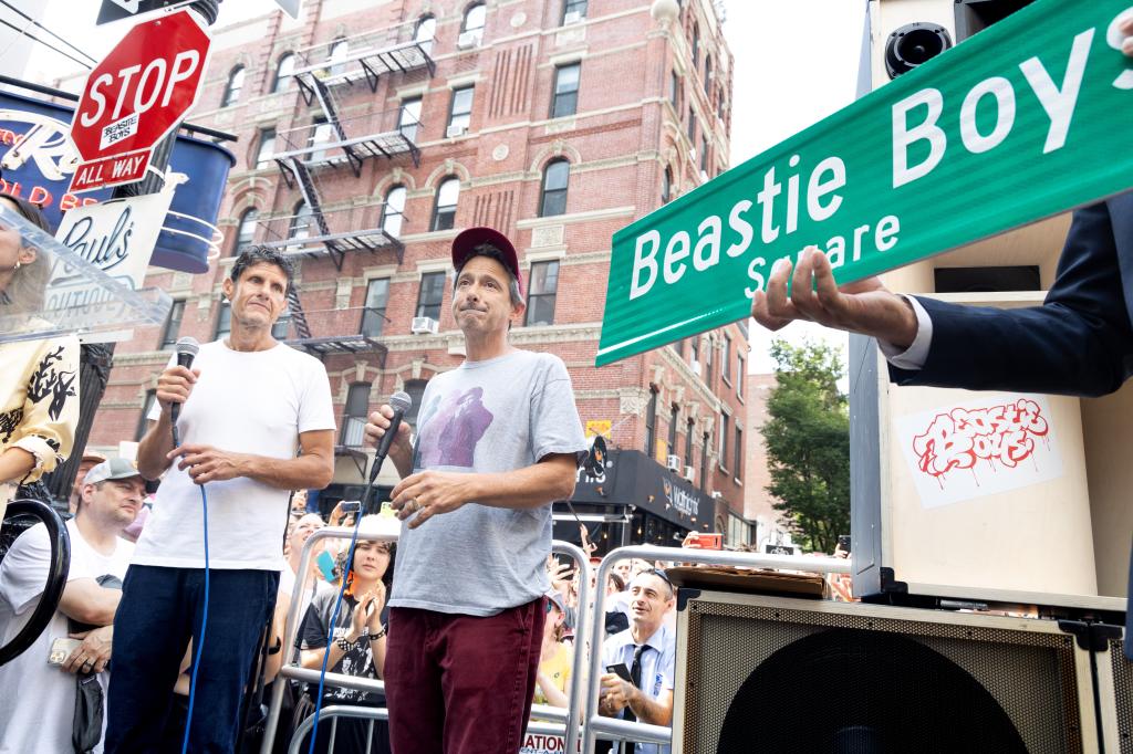 Hip Hop group the Beastie Boys were immortalized in New York history Saturday after the street corner that was featured on the group's 1989 album "‘Paul’s Boutique" was christened "Beastie Boys Square."