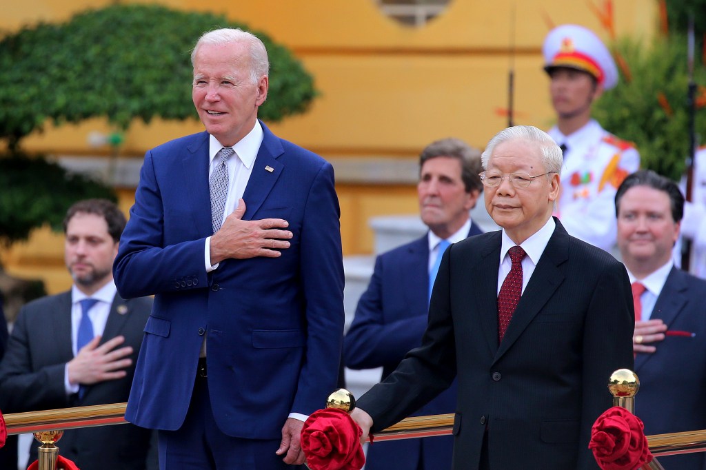 Vietnamese General Secretary of the Communist Party Nguyen Phu Trong and joe biden