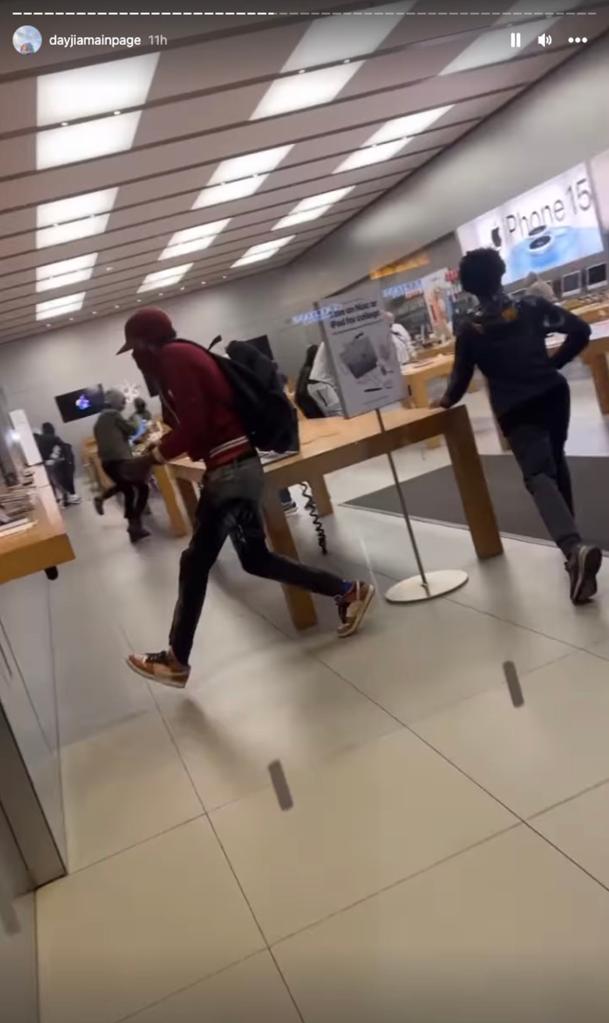 Blackwell's video showed hordes of looters rushing into the Apple store and running away with iPhones and tablets.