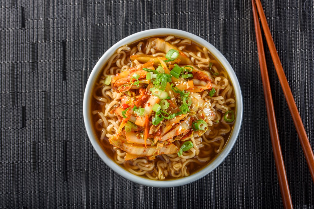 Ramen with pan fried kimchi