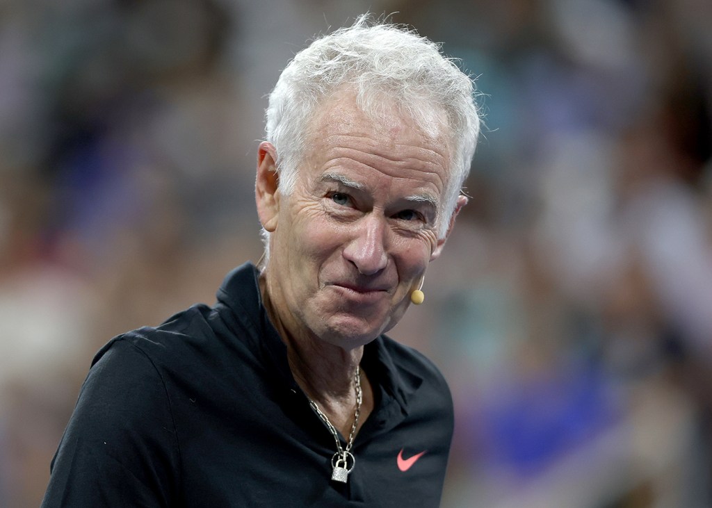 John McEnroe participates in the Stars of the Open Exhibition Match to Benefit Ukraine Relief at USTA Billie Jean King National Tennis Center on August 23, 2023 in New York City. 