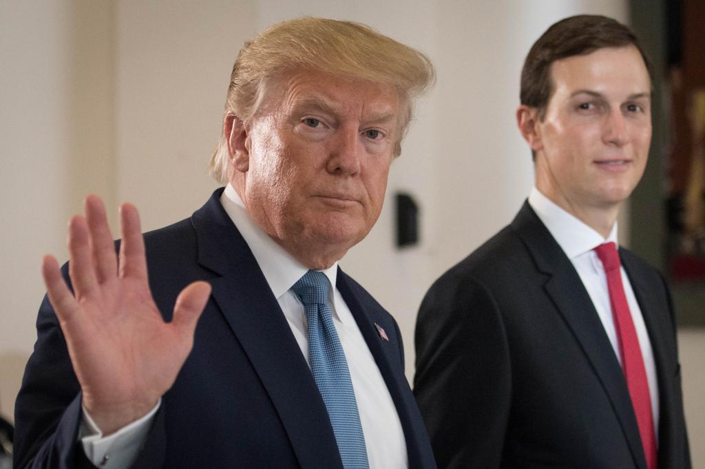 US President Donald Trump with senior advisor and son-in-law Jared Kushner