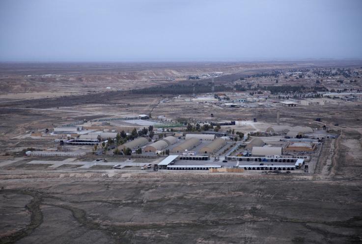 In this Sunday, Dec. 29, 2019 file photo taken from a helicopter shows Ain al-Asad air base in the western Anbar desert, Iraq.