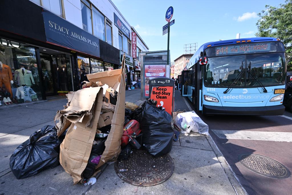 Trash on the sidewalk in Brooklyn