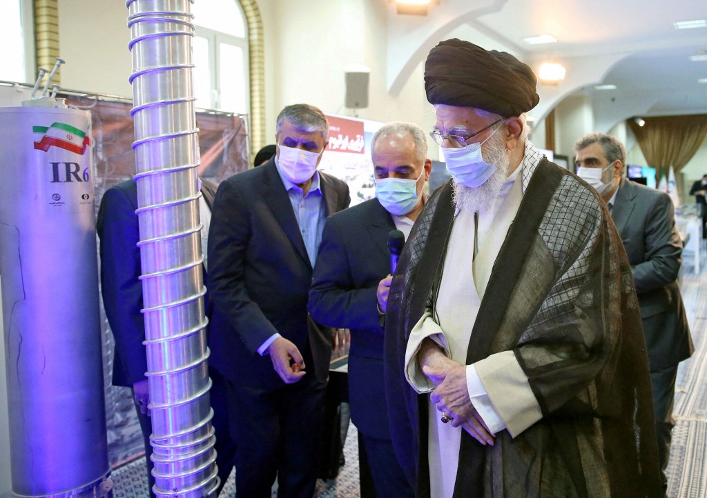 Iran's Supreme Leader Ayatollah Ali Khamenei visits the Iranian centrifuges in Tehran