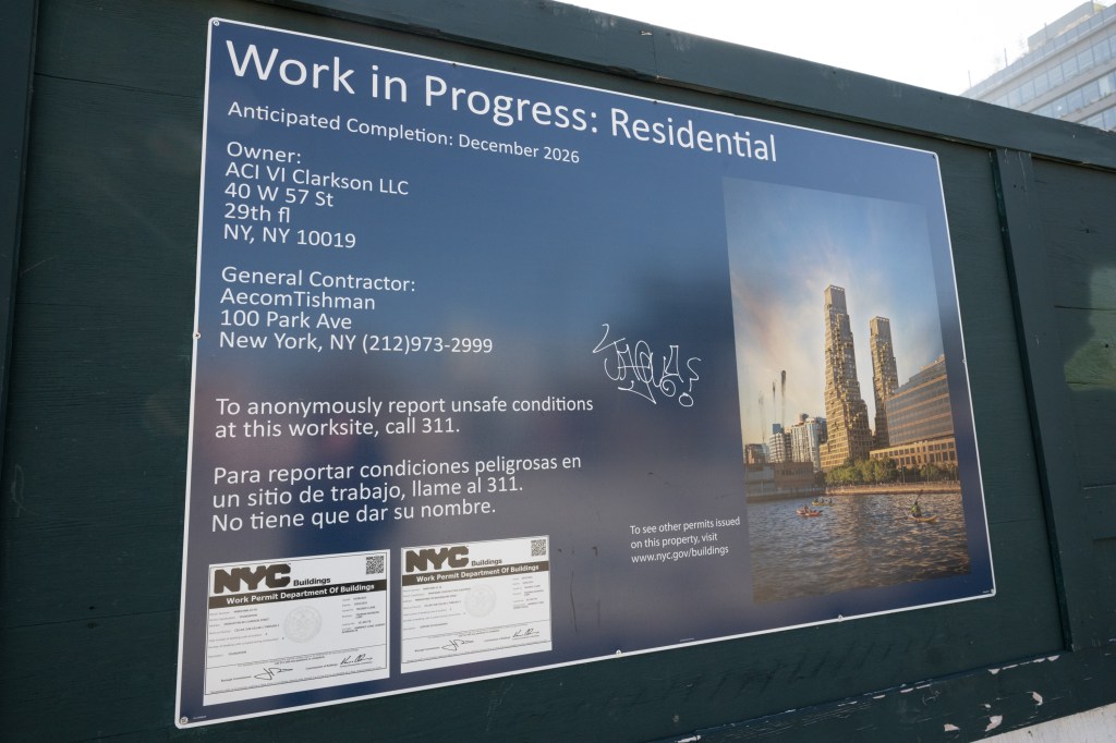 Poster on the 570 Washington Street construction site