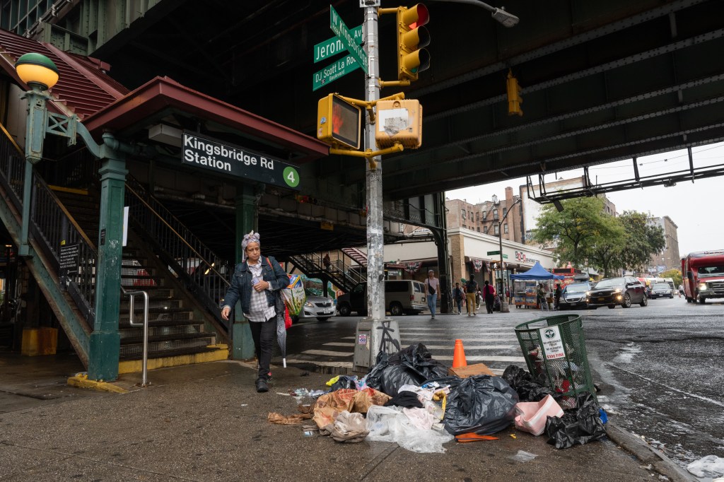 Trash outside of the Kingsbridge Road subway station