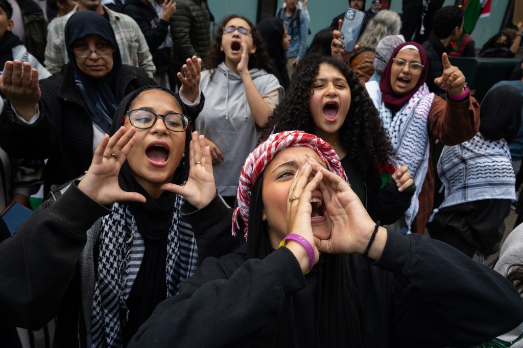 Tensions at pro-Palestinian rally in Manhattan.