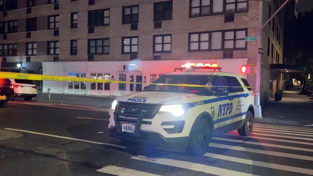 A police vehicle seen at the scene of the Upper East Side shooting 