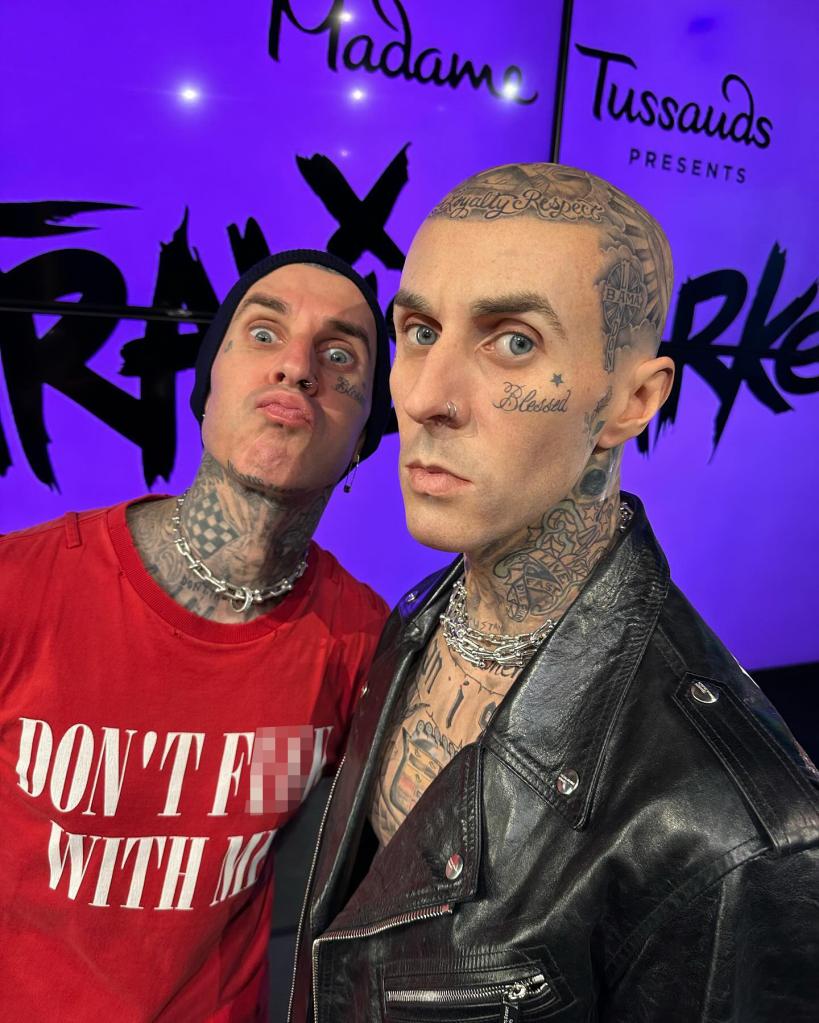 Blink-182's Travis Barker went viral Sunday after the drummer posted a photo on Instagram with his wax figure from Madame Tussauds in Las Vegas. 